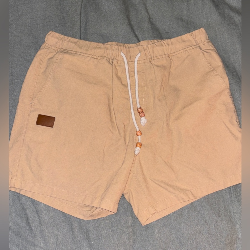 Tan Casual Shorts with Drawstring